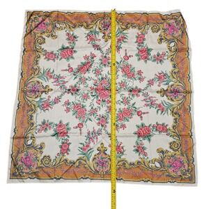 Shinawatra Thai Silk Scarf 33.5 X 34.5" Blue Green Purple Pink Floral